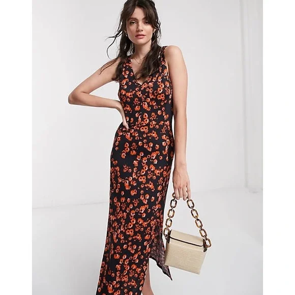 Whistles | Dresses | Whistles Jersey Tank Top Floral Midi Dress In Red |  Poshmark